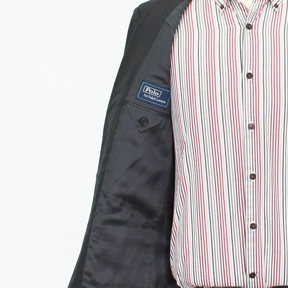 Ralph Lauren Polo 40R Black Solid 2-Button Sport Coat Blazer Jacket P376